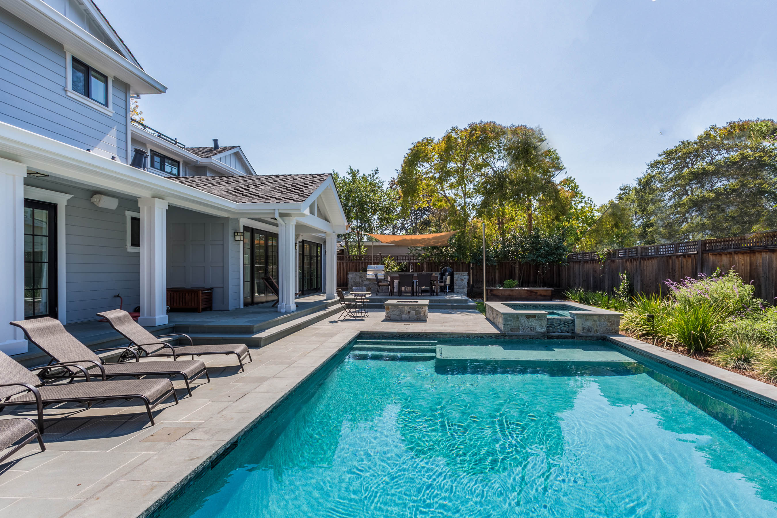 swimming pool with a jacuzzi